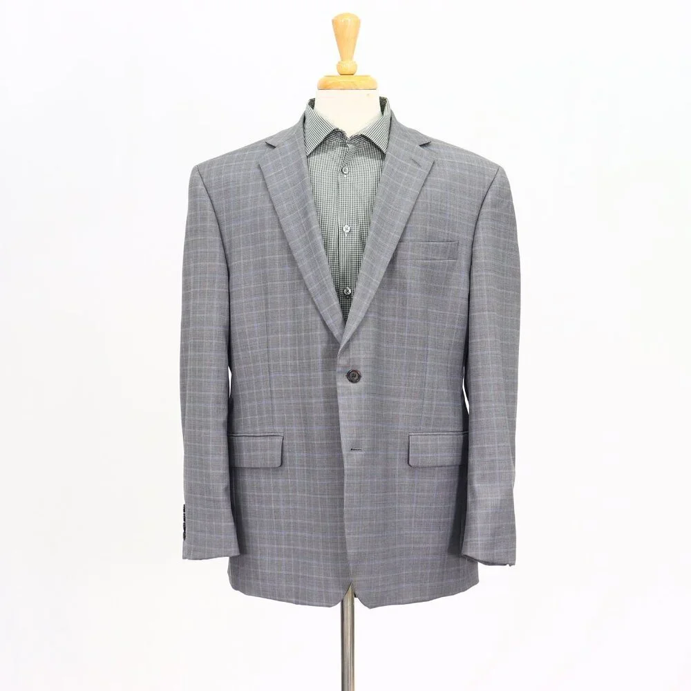 Stafford 48R Gray Check 2-Button Sport Coat Blazer Jacket T226